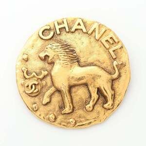 CHANEL Green Logo Brooch
